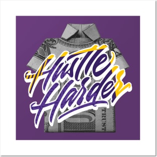 Hustle Harder Court Purple University Gold Posters and Art